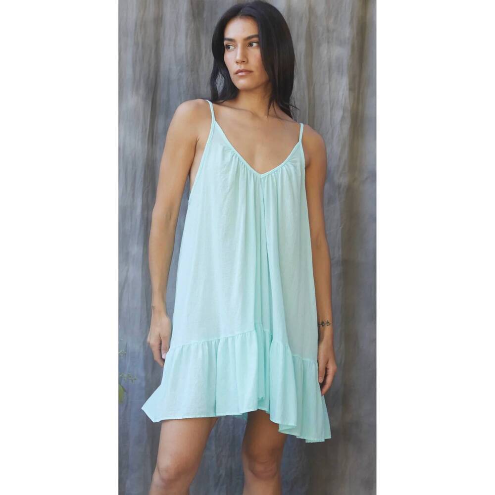 NEW 9SEED st tropez ruffle mini dress in ocean